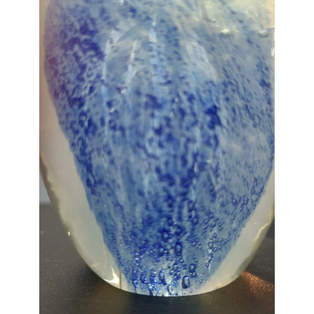 Jellyfish Paperweight, White, Glow In The Dark, With Blue Background, 4.5